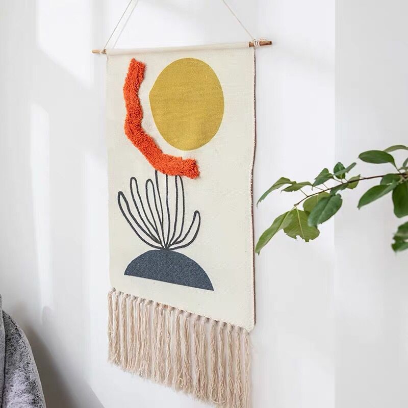 Cartoon Tufted Tapestry Hand Knotted Wall Hanging Macrame Home Decor Kids Room Door Hanging Ornament Handcrafted India Tapestry